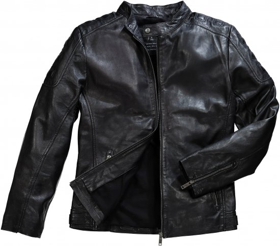 JP1880 Classic Biker Style Leather Jacket Black - Якета - мъжки якета големи размери