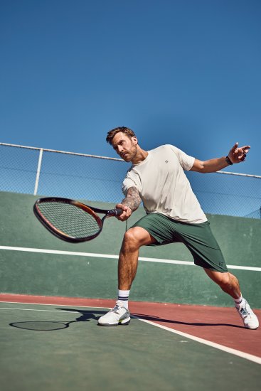 JP1880 QuickDry Stripes Tennis T-Shirt Off White - Спортни дрехи & Връхно облекло - мъжки спортни екипи големи размери