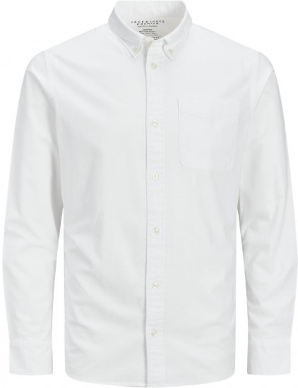 Jack & Jones Brook Oxford Long Sleeve Shirt White - Ризи - мъжки ризи големи размери