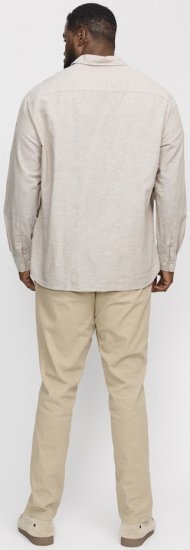 Jack & Jones Breeze Linen Blend Long Sleeve Shirt Crockery - Ризи - мъжки ризи големи размери