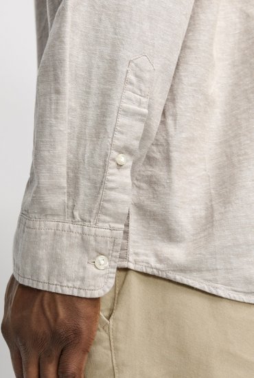 Jack & Jones Breeze Linen Blend Long Sleeve Shirt Crockery - Ризи - мъжки ризи големи размери