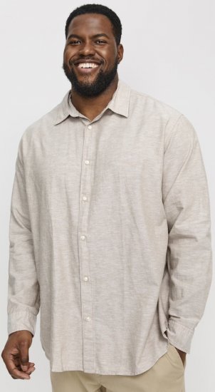 Jack & Jones Breeze Linen Blend Long Sleeve Shirt Crockery - Ризи - мъжки ризи големи размери