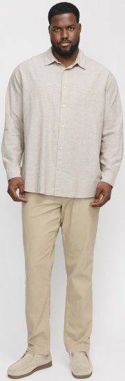 Jack & Jones Breeze Linen Blend Long Sleeve Shirt Crockery - Ризи - мъжки ризи големи размери