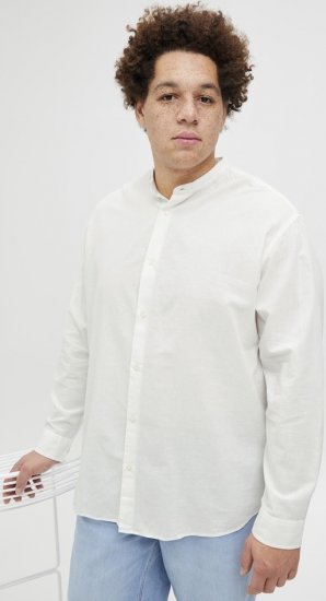 Jack & Jones Breeze Poplin Long Sleeve Shirt White - Ризи - мъжки ризи големи размери