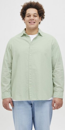Jack & Jones Breeze Linen Blend Long Sleeve Shirt Iceberg Green - Ризи - мъжки ризи големи размери