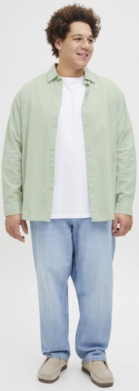 Jack & Jones Breeze Linen Blend Long Sleeve Shirt Iceberg Green - Ризи - мъжки ризи големи размери