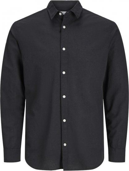 Jack & Jones Breeze Linen Blend Long Sleeve Shirt Black - Ризи - мъжки ризи големи размери