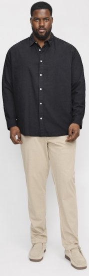 Jack & Jones Breeze Linen Blend Long Sleeve Shirt Black - Ризи - мъжки ризи големи размери