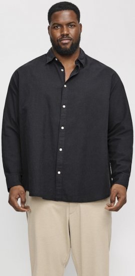 Jack & Jones Breeze Linen Blend Long Sleeve Shirt Black - Ризи - мъжки ризи големи размери