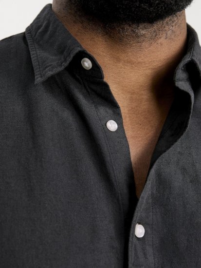 Jack & Jones Breeze Linen Blend Long Sleeve Shirt Black - Ризи - мъжки ризи големи размери