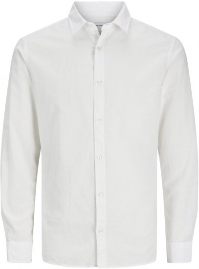 Jack & Jones Breeze Linen Blend Long Sleeve Shirt White - Ризи - мъжки ризи големи размери