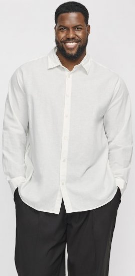 Jack & Jones Breeze Linen Blend Long Sleeve Shirt White - Ризи - мъжки ризи големи размери