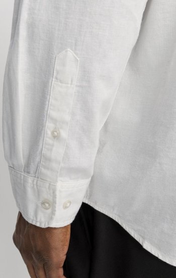 Jack & Jones Breeze Linen Blend Long Sleeve Shirt White - Ризи - мъжки ризи големи размери