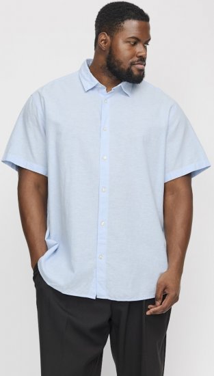 Jack & Jones Breeze Linen Blend Short Sleeve Shirt Chambray Blue - Ризи - мъжки ризи големи размери