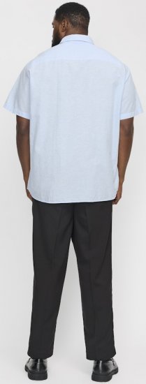 Jack & Jones Breeze Linen Blend Short Sleeve Shirt Chambray Blue - Ризи - мъжки ризи големи размери