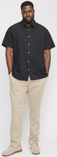 Jack & Jones Breeze Linen Blend Short Sleeve Shirt Black - Ризи - мъжки ризи големи размери