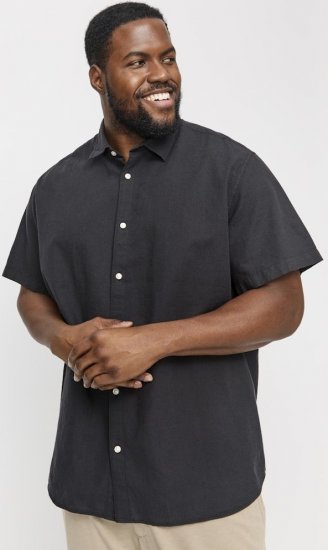 Jack & Jones Breeze Linen Blend Short Sleeve Shirt Black - Ризи - мъжки ризи големи размери