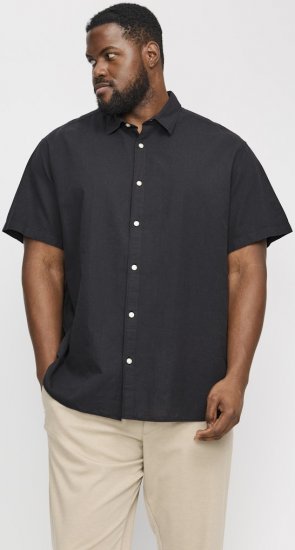 Jack & Jones Breeze Linen Blend Short Sleeve Shirt Black - Ризи - мъжки ризи големи размери