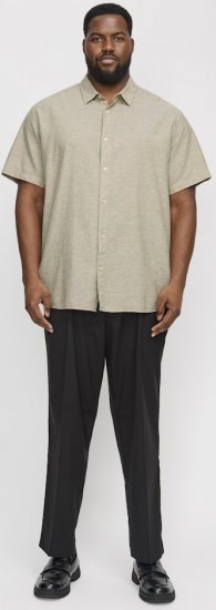 Jack & Jones Breeze Linen Blend Short Sleeve Shirt Beige - Ризи - мъжки ризи големи размери