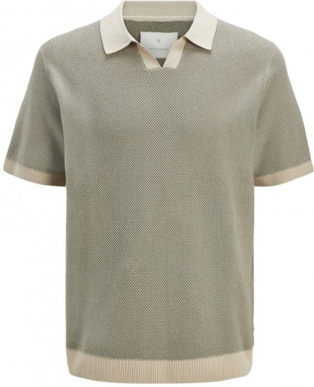 Jack & Jones Ceaston Knit Short Sleeve Sweater Vetiver - Суичъри & cуичъри с качулка - мъжки суичъри големи размери