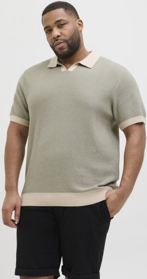 Jack & Jones Ceaston Knit Short Sleeve Sweater Vetiver - Суичъри & cуичъри с качулка - мъжки суичъри големи размери
