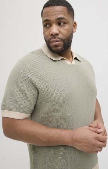 Jack & Jones Ceaston Knit Short Sleeve Sweater Vetiver - Суичъри & cуичъри с качулка - мъжки суичъри големи размери