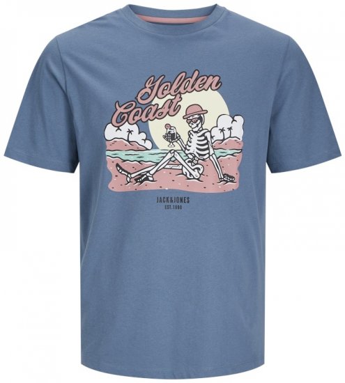 Jack & Jones Elijah Crew Neck T-Shirt Blue - Тениски - мъжки тениски големи размери