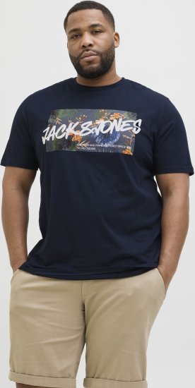 Jack & Jones Hawaii Shape Crew Neck T-Shirt Navy - Тениски - мъжки тениски големи размери