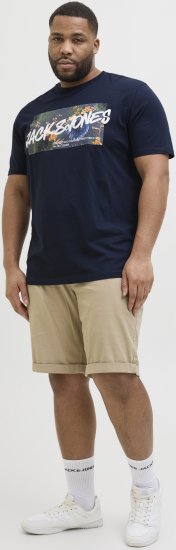 Jack & Jones Hawaii Shape Crew Neck T-Shirt Navy - Тениски - мъжки тениски големи размери