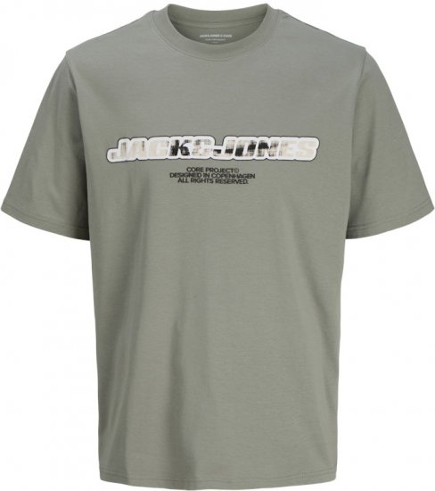 Jack & Jones Lido Core Front Print T-Shirt Shadow Grey - Тениски - мъжки тениски големи размери