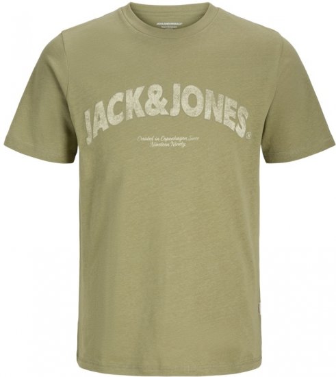 Jack & Jones Almeria Bold Branding T-Shirt Khaki Green - Тениски - мъжки тениски големи размери
