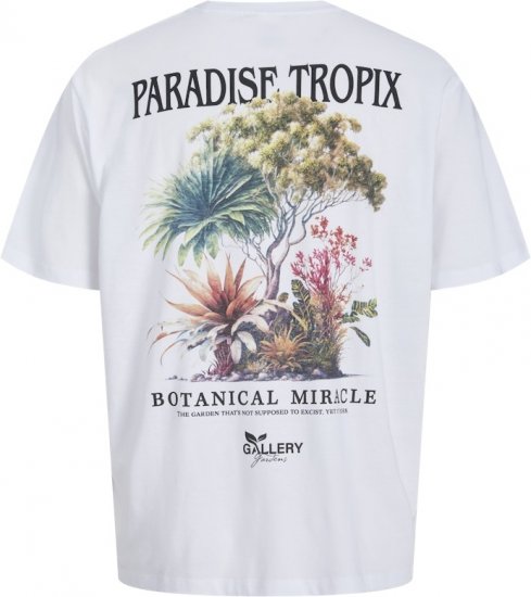 Jack & Jones Botaniq Crew Neck T-Shirt Bright White - Тениски - мъжки тениски големи размери