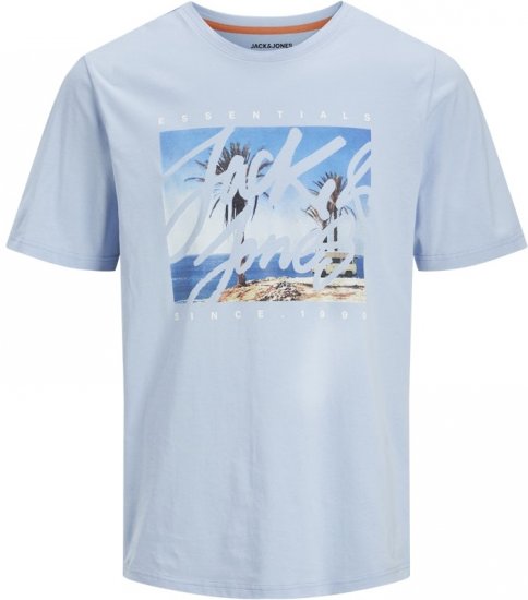 Jack & Jones Colton Photoprint Crew Neck T-Shirt Chambray Blue - Тениски - мъжки тениски големи размери