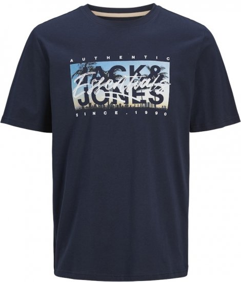 Jack & Jones Colton Photoprint Crew Neck T-Shirt Dark Navy - Тениски - мъжки тениски големи размери