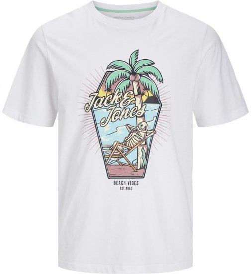 Jack & Jones Elijah Crew Neck T-Shirt White - Тениски - мъжки тениски големи размери