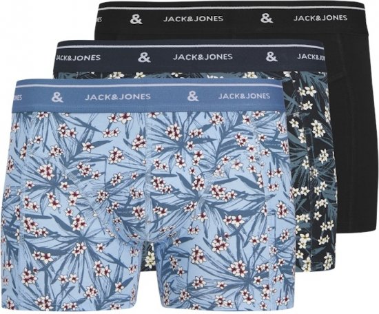Jack & Jones Zach Trunks 3-Pack Chambray Blue - Бельо & Бански шорти - Мъжко бельо големи размери