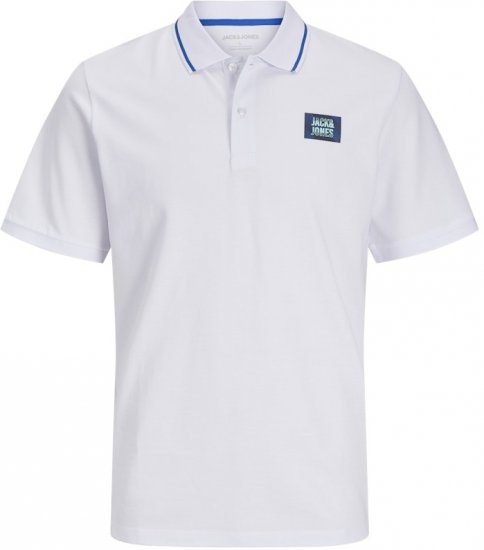 Jack & Jones Hudson Short Sleeve Polo White - Поло тениски - мъжки тениски с яка големи размери