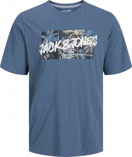 Jack & Jones Hawaii Shape Crew Neck T-Shirt Blue - Тениски - мъжки тениски големи размери