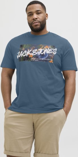 Jack & Jones Hawaii Shape Crew Neck T-Shirt Blue - Тениски - мъжки тениски големи размери