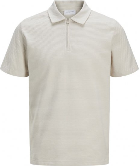 Jack & Jones Benja Short Sleeve Zip Polo Grey - Поло тениски - мъжки тениски с яка големи размери