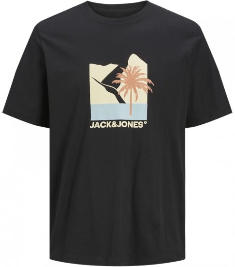 Jack & Jones Barbados Graphic Crew Neck T-Shirt Black - Тениски - мъжки тениски големи размери