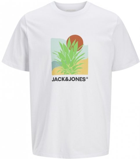 Jack & Jones Barbados Graphic Crew Neck T-Shirt White - Тениски - мъжки тениски големи размери