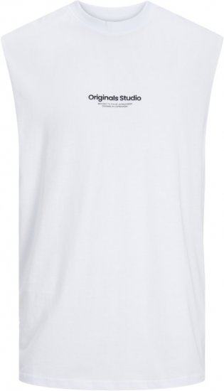 Jack & Jones VESTERBRO Sleeveless T-Shirt Bright White - Тениски - мъжки тениски големи размери