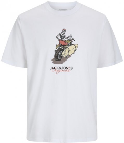 Jack & Jones Skull Coast Crew Neck T-Shirt Bright White - Тениски - мъжки тениски големи размери