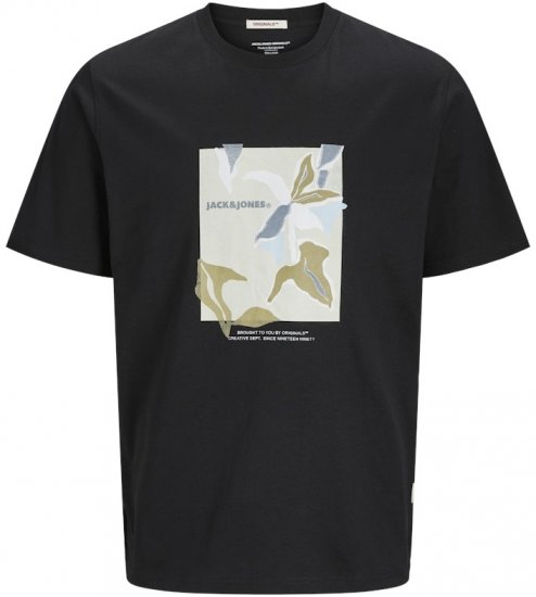 Jack & Jones Almeria Front Print Crew Neck T-Shirt Black - Тениски - мъжки тениски големи размери