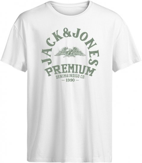 Jack & Jones Blurobar Crew Neck T-Shirt White - Тениски - мъжки тениски големи размери