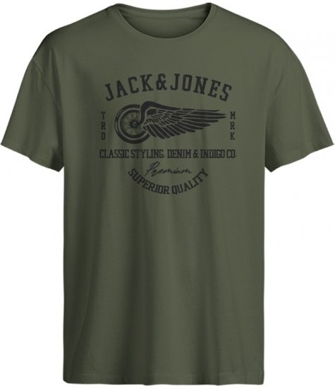 Jack & Jones Blurobar Crew Neck T-Shirt Green - Тениски - мъжки тениски големи размери