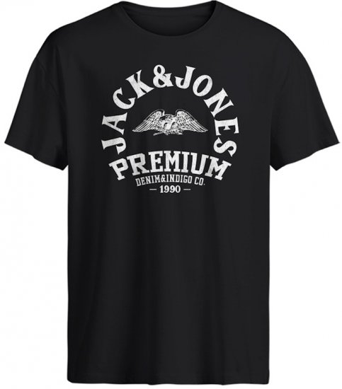 Jack & Jones Blurobar Crew Neck T-Shirt Black Beauty - Тениски - мъжки тениски големи размери