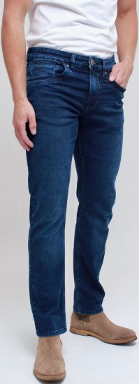 Kam Jeans Jacob Knitted Denim Reg Fit Jeans Mid Wash Blue - Дънки и панталони - мъжки Дънки и панталони големи размери