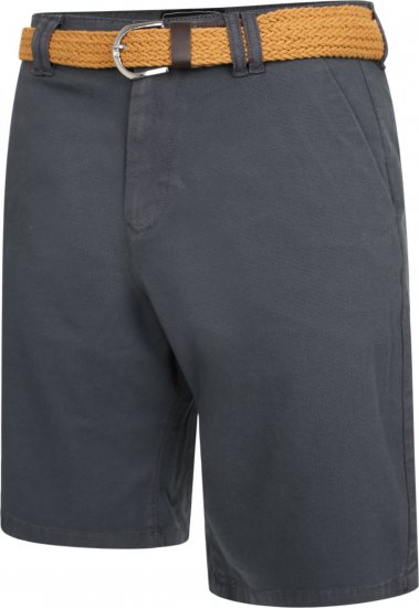 Kam Jeans 3402 Belted Dobby Weave Stretch Chino Shorts Charcoal - Шорти - мъжки къси панталони големи размери